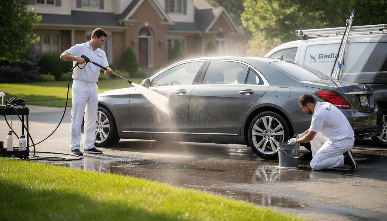 JDM Wash LLC team performing professional car detailing service
